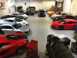 the xtreme xperience supercars parked in our headquarters garage