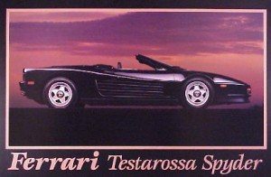 poster from 90's of ferrari testarossa