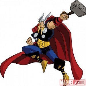 Cartoon Thor and his hammer