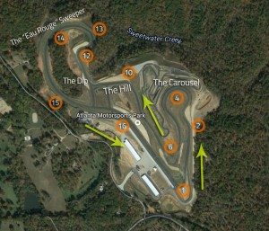 Photo of Atlanta Motorsports Park with turns and labels