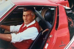picture of Ferruccio Lamborghini in his red lamborghini