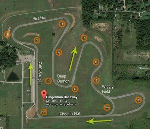 Gingerman Raceway Labeled track map turn by turn