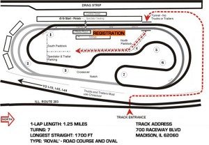 Photo of gateway motorsports park track with map