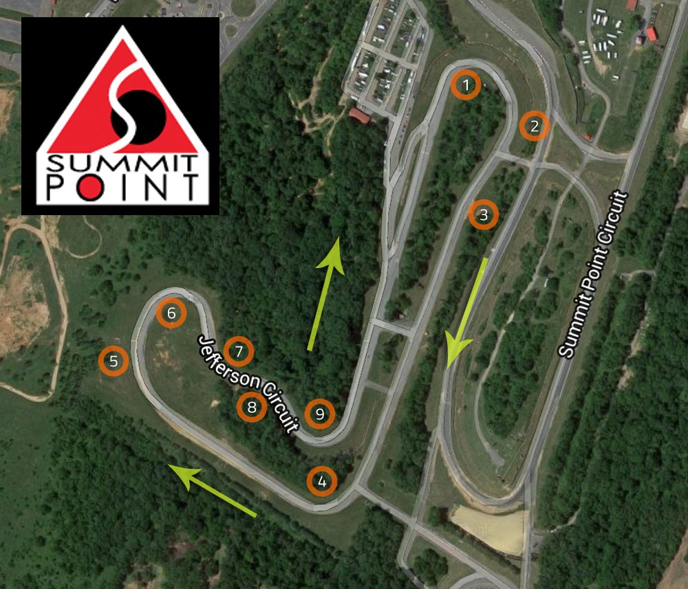 Photo of Jefferson circuit at Summit Point Raceway labeled