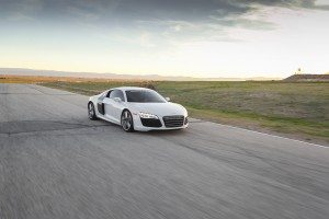 The Audi R8 V10 cornering at Willow Springs International Raceway