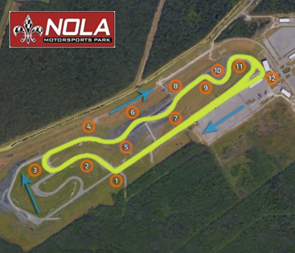 Nola motorsports park labeled track map