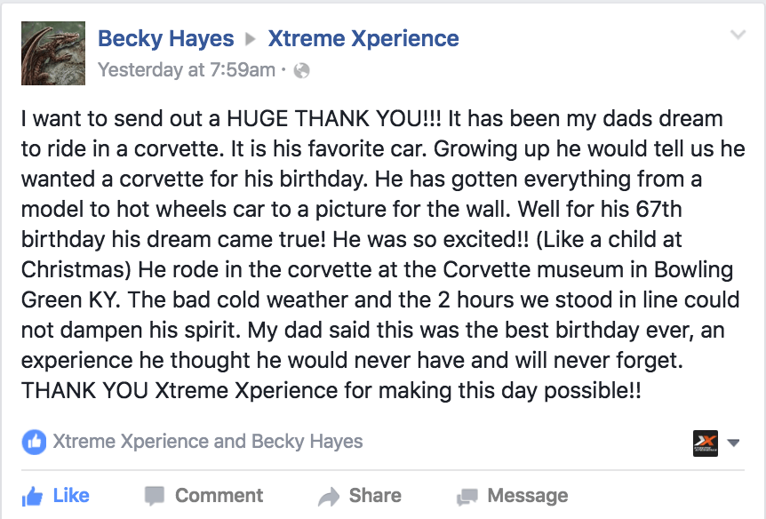xtreme xperience father's day gift driving experience feedback