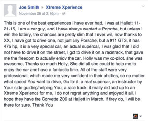 joe smith xtreme xperience supercar track xperience feedback