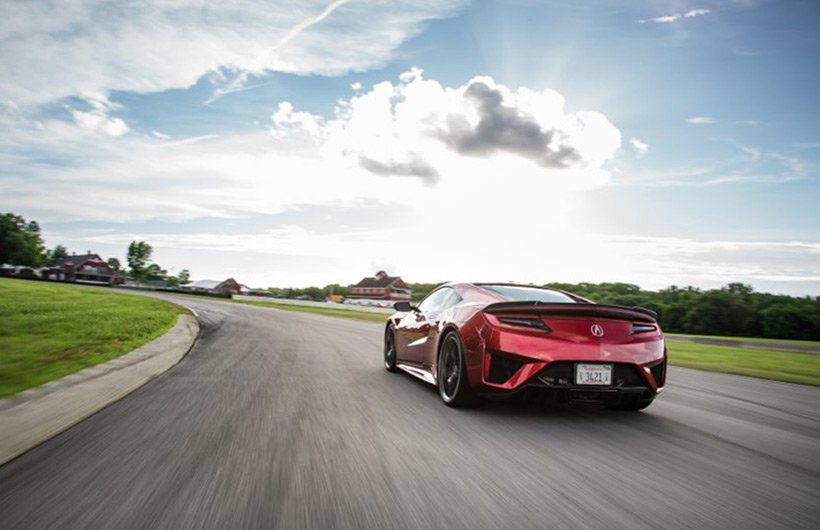 acura nsx on track red