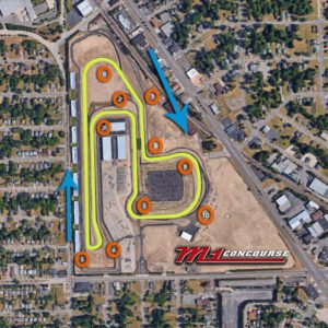 aerial view of M1 concourse champion motor speedway road course labeled xtreme xperience