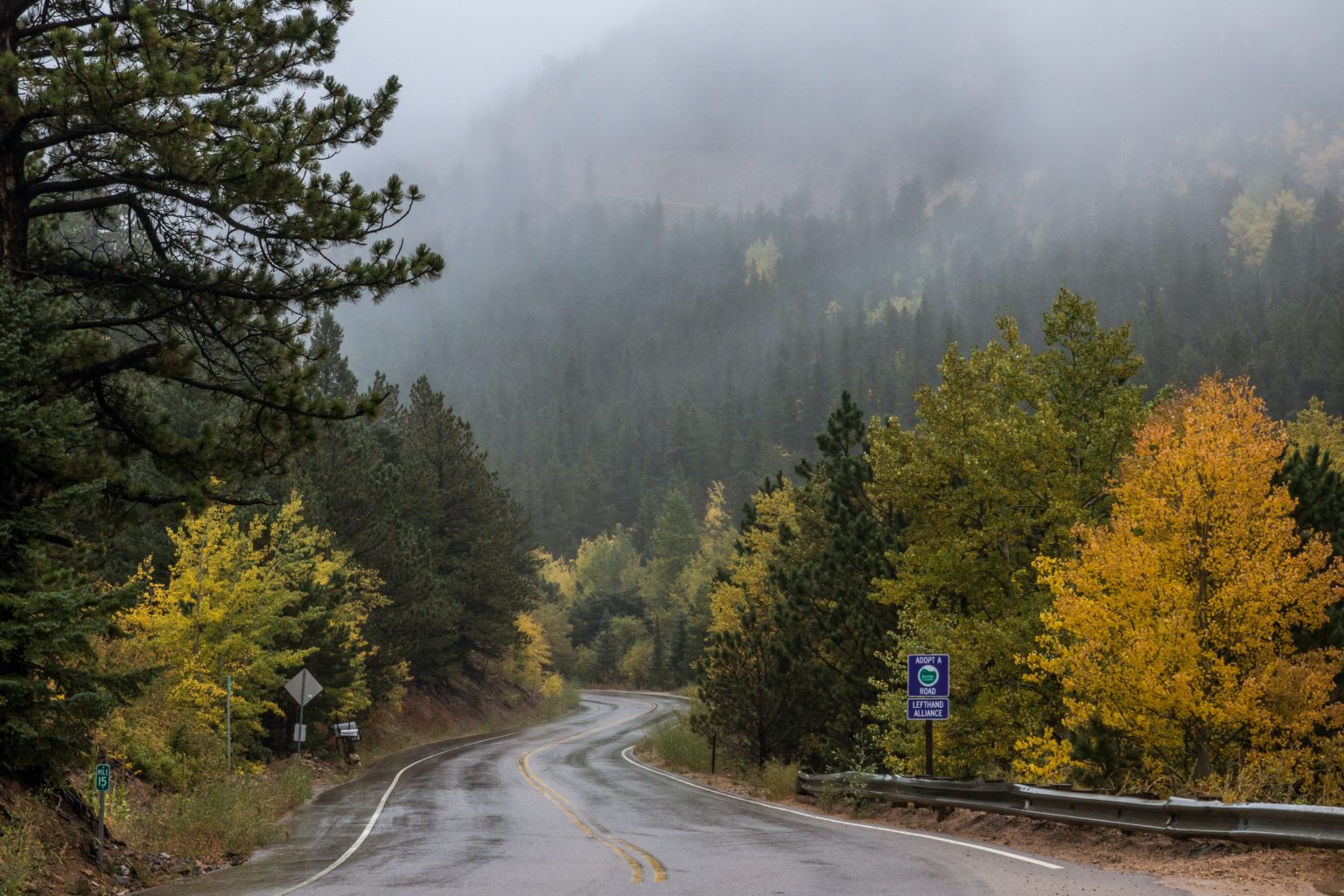 Foggy mountainous road