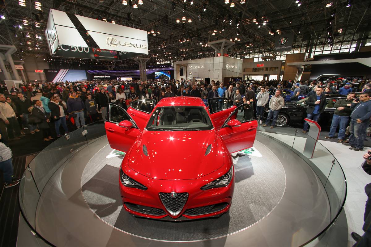 Attendees at the New York International Auto Show.